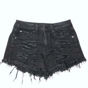 Black Ripped Jean Shorts